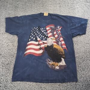 Vintage The Mountain Shirt Adult Extra Large Blue USA Flag Patriotic Graphic Tee